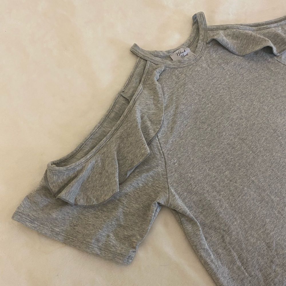Cut Out Shoulder Top with Ruffle Detailing - Picture 2 of 6